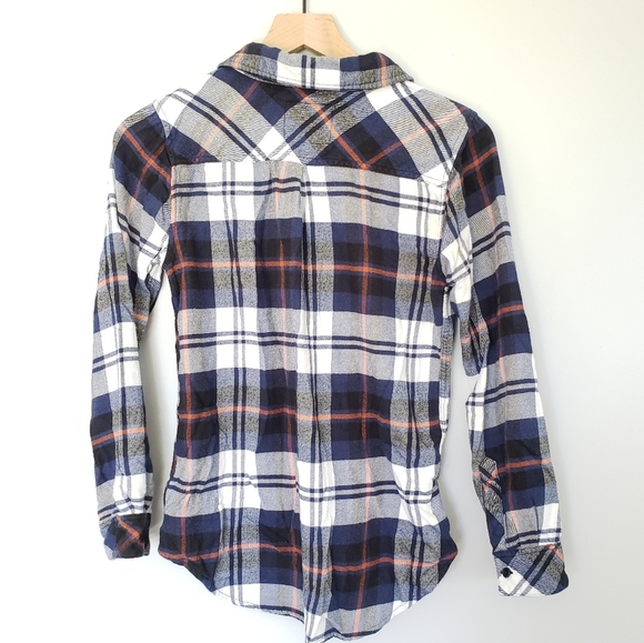 Rails Plaid Button Down Shirt Blouse  Flannel Navy Blue SZ XS - Picture 5 of 5